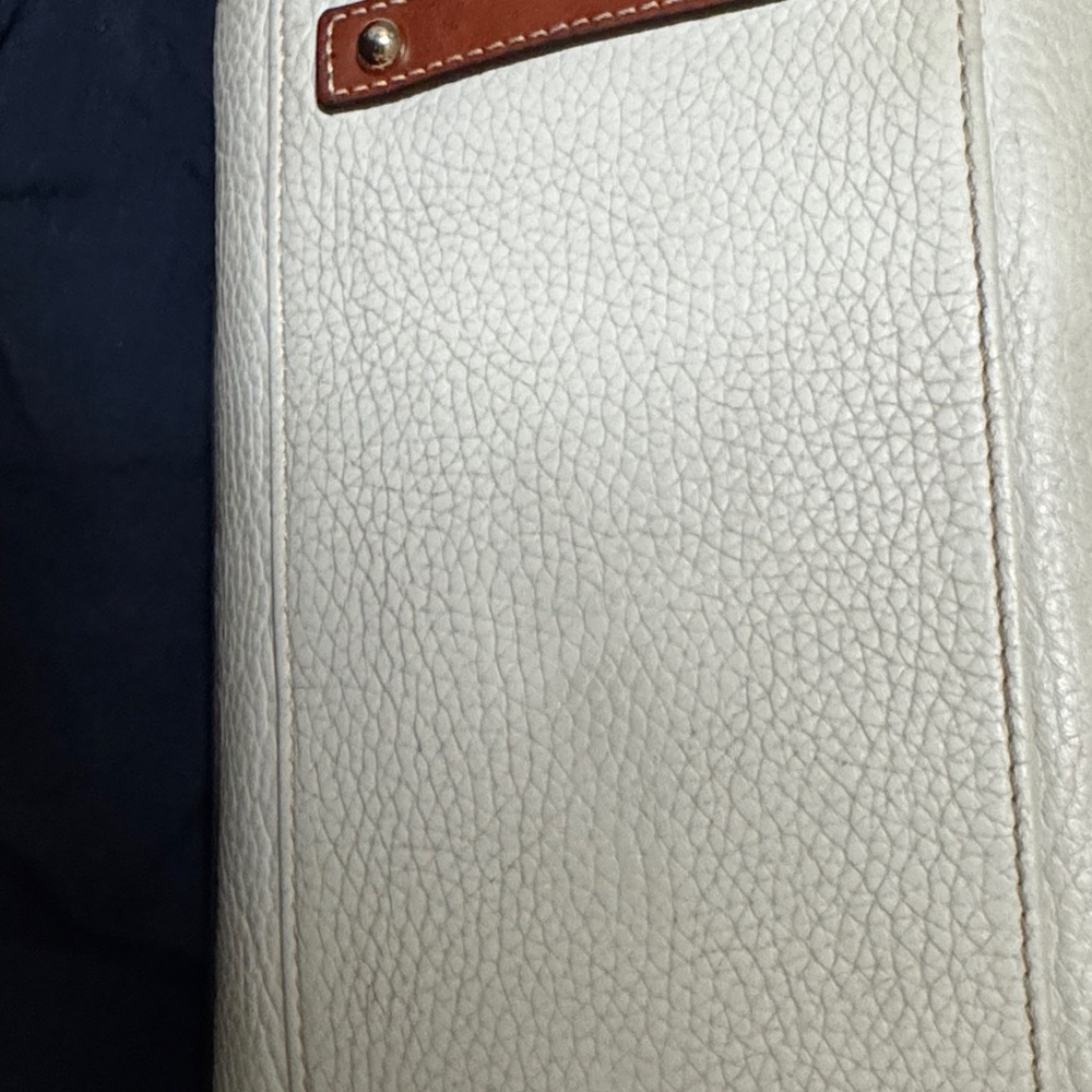 Dooney & Bourke Cream Leather Tote with Brown Braided Handles - Picture 4 of 9